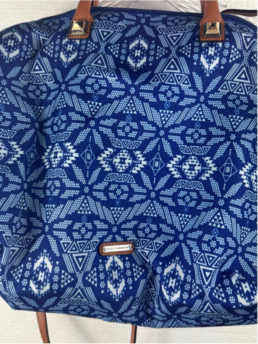 Rebecca Minkoff Blue & White Patterned Satchel One Size - Picture 2 of 10